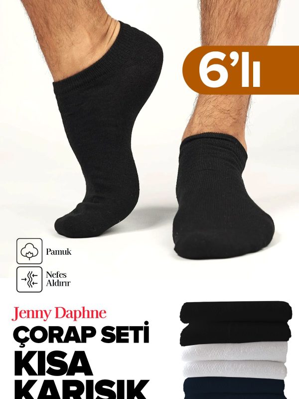 6 Çift Ekonomik Basic Model Pamuklu Patik Kısa Bilek Çorap - 40-44