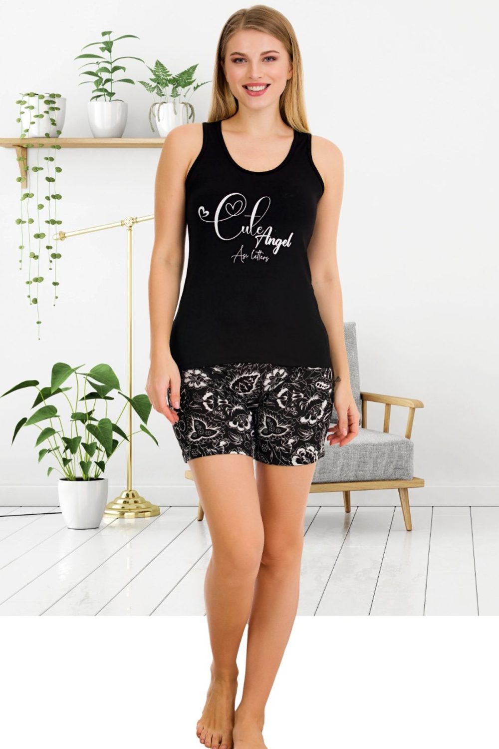 Lady Normal Beden Şortlu Pijama Takımı 7712