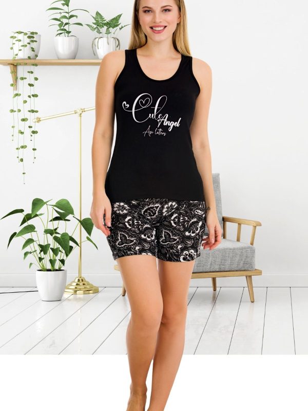 Lady Normal Beden Şortlu Pijama Takımı 7712 - L