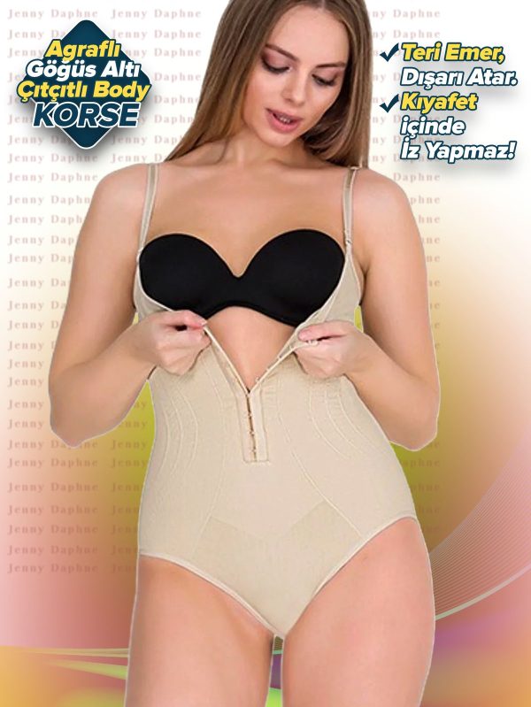 önden agraflı ince askılı çıtçıtlı sıkılaştırıcı badi korse formtime - 9105 - L/XL