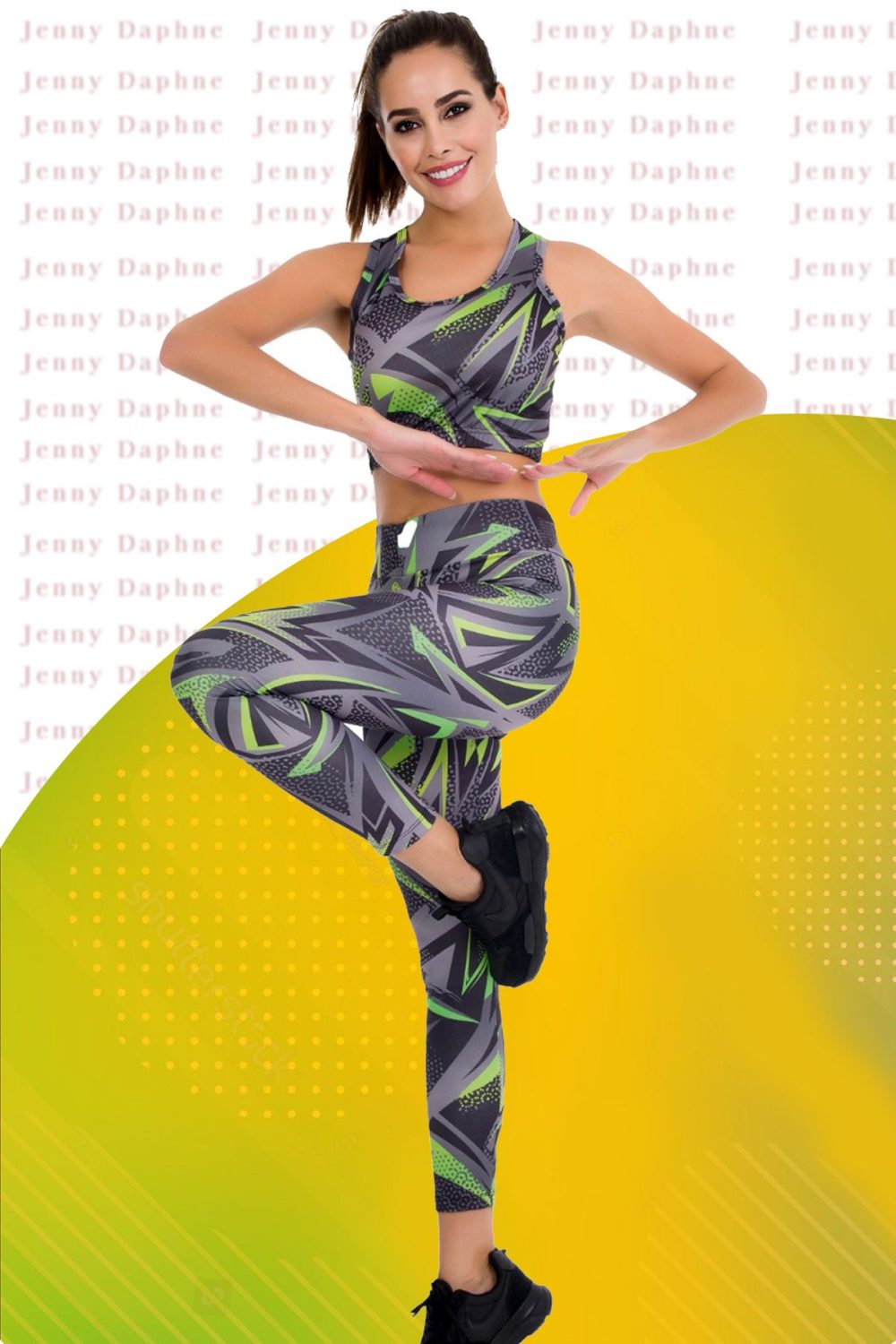 Sporcu Uzun Fitness Tayt ve Crop Takım 3037 - Görsel 3